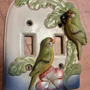 Vintage Porcelain Parrot Bird Light Switch Cover